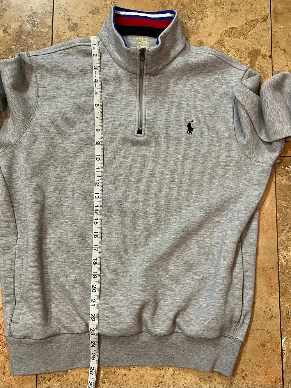 Polo Ralph Lauren Men’s Double Knit Tech 1/4 Zip Pullover Sweater Pockets Gray M